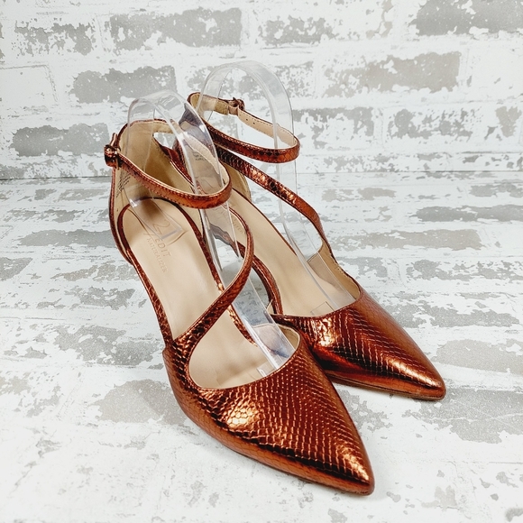 New 27 Edit Abilyn Naturalizer Brown Leather Ankle Strap Pointed Toe Pump B494 - Picture 4 of 15